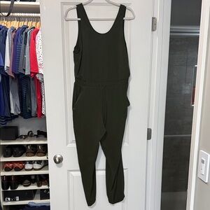 all in motion Olive Green Sleeveless Drawstring Jumpsuit